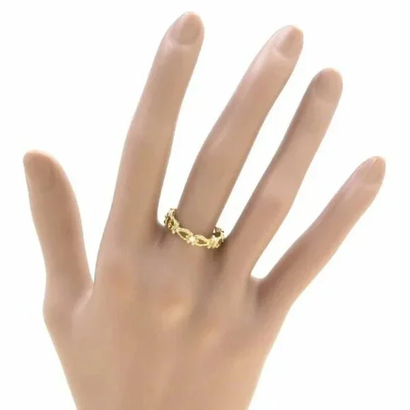 GUCCI 3P Diamond Interlocking G Logo Flower Ring size US7 18k Yellow Gold Auth - Picture 3 of 7
